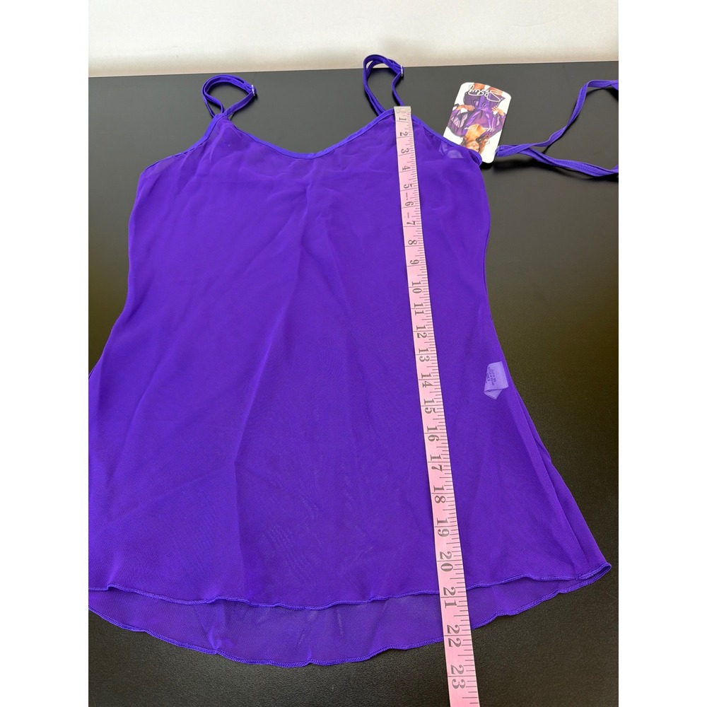 Shirley of Hollywood Purple Sheer Chemise & Thong Panty Size Small - Picture 10 of 10